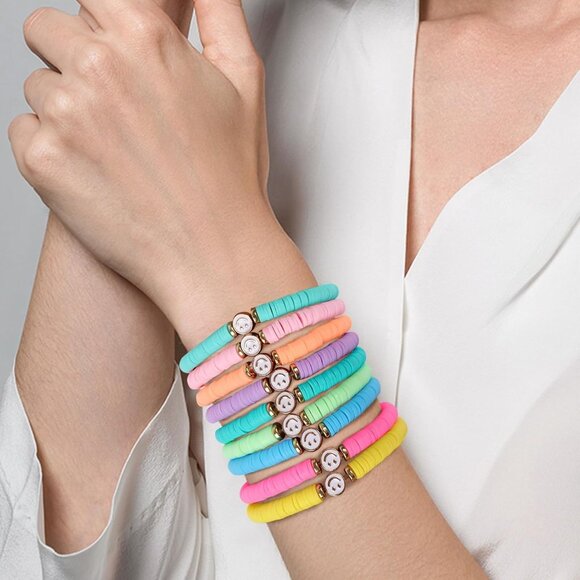 Preppy Beaded Bracelets Set for Teen Girls Women Colorful Friendship Stackable - Picture 4 of 6